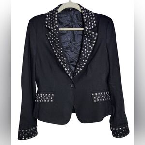 Express Women's Wool Blend Black Studded Detail Blazer Size 10 career office